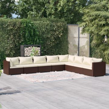 vidaXL Set mobilier de grădină cu perne, 8 piese, maro, poliratan