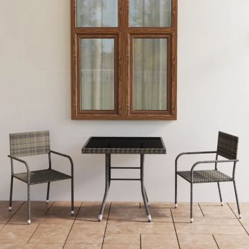 vidaXL Set mobilier de grădină, gri, 3 piese, antracit, poli ratan vidaXL Set mobilier de grădină, gri, 3 piese, antracit, poli ratan