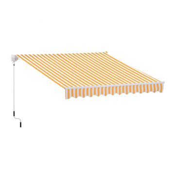 Outsunny Tenda da Sole da Esterno Balcone a Parete Avvolgibile Impermeabile, Arancione e Bianco, 3×2.5m arancione e bianco 300 × 250cm