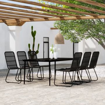 vidaXL Set de mobilier pentru grădină, 7 piese, negru