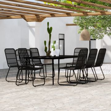 vidaXL Set de mobilier pentru grădină, 9 piese, negru