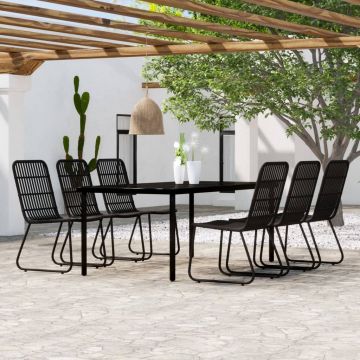 vidaXL Set mobilier de grădină, 7 piese, negru