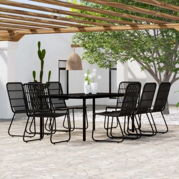 vidaXL Set de mobilier pentru grădină, 9 piese, negru