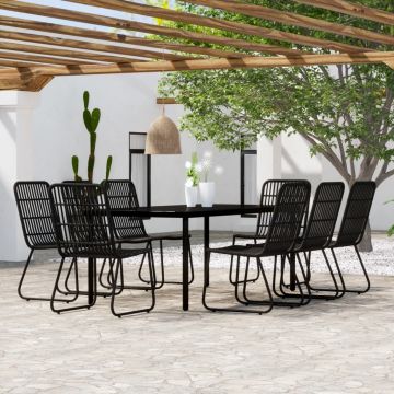 vidaXL Set mobilier de grădină, 9 piese, negru