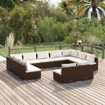 vidaXL Set mobilier de grădină cu perne, 11 piese, maro, poliratan vidaXL Set mobilier de grădină cu perne, 11 piese, maro, poliratan
