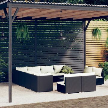vidaXL Set mobilier de grădină cu perne, 12 piese,gri, poliratan