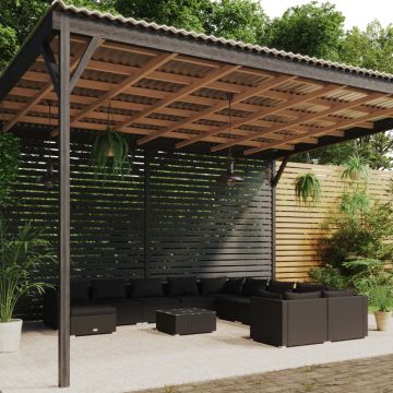 vidaXL Set mobilier de grădină cu perne, 12 piese, negru, poliratan vidaXL Set mobilier de grădină cu perne, 12 piese, negru, poliratan