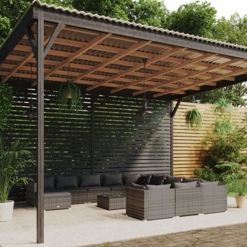 vidaXL Set mobilier de grădină cu perne, 13 piese,gri, poliratan vidaXL Set mobilier de grădină cu perne, 13 piese,gri, poliratan