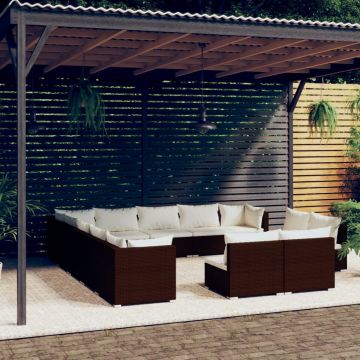 vidaXL Set mobilier de grădină cu perne, 13 piese, negru, poliratan vidaXL Set mobilier de grădină cu perne, 13 piese, negru, poliratan