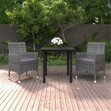 vidaXL Set mobilier de grădină cu perne, 3 buc, poliratan și sticlă