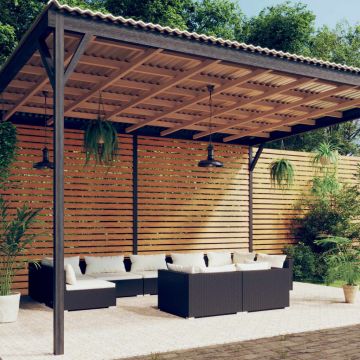 vidaXL Set mobilier de grădină cu perne, 9 piese, negru, poliratan vidaXL Set mobilier de grădină cu perne, 9 piese, negru, poliratan