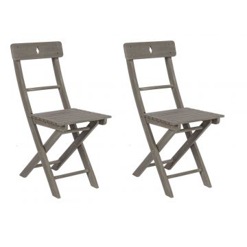Set 2 scaune pliabile de gradina / terasa din lemn de salcam Balcony Gri Antichizat, l38xA54xH81 cm