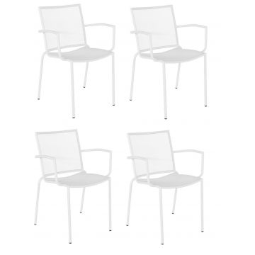 Set 4 scaune de gradina / terasa din metal Circe I Alb, l56,5xA52,5xH80,5 cm
