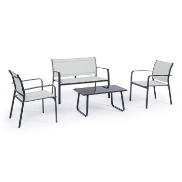 Set mobilier pentru gradina / terasa, Arent Gri Deschis / Antracit, banca 2 locuri + 2 scaune + masa de cafea