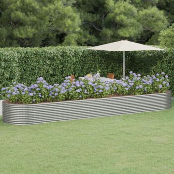 vidaXL Jardinieră argintiu 584x140x68 cm oțel vopsit electrostatic