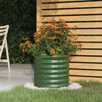 vidaXL Jardinieră grădină verde 40x40x36 cm oțel vopsit electrostatic
