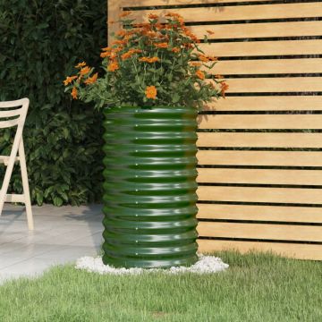 vidaXL Jardinieră grădină verde 40x40x68 cm oțel vopsit electrostatic
