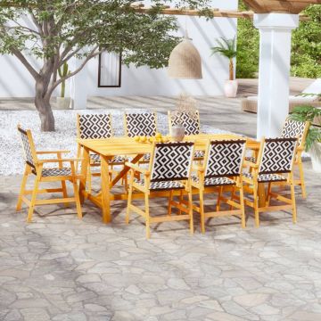 vidaXL Set mobilier de grădină, 9 piese, lemn masiv de acacia