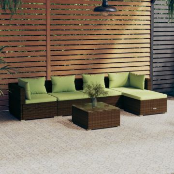 vidaXL Set mobilier de grădină cu perne, 6 piese, maro, poliratan