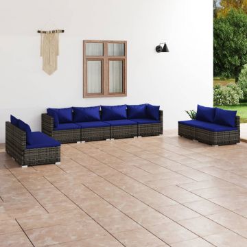 vidaXL Set mobilier de grădină cu perne, 8 piese, gri, poliratan