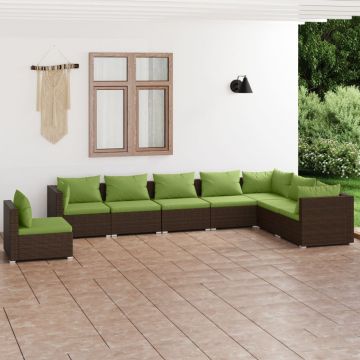 vidaXL Set mobilier de grădină cu perne, 8 piese, maro, poliratan