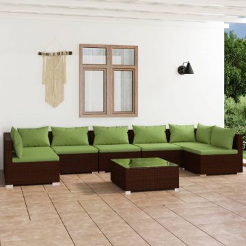 vidaXL Set mobilier de grădină cu perne, 8 piese, maro, poliratan