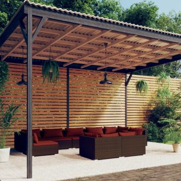 vidaXL Set mobilier de grădină cu perne, 9 piese, maro, poliratan