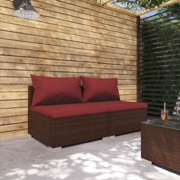 vidaXL Set mobilier relaxare grădină cu perne 2 piese maro poliratan