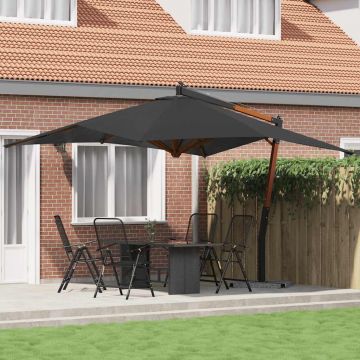 vidaXL Umbrelă în consolă cu stâlp din lemn, antracit, 400 x 300 cm