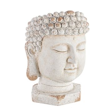 Ghiveci din magnesia, Buddha Head Round Ivoir, Ø35xH50 cm