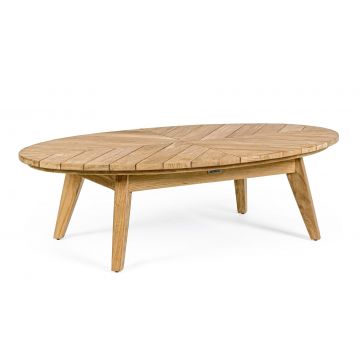 Masa de cafea pentru gradina / terasa din lemn de tec, Coachella Oval Natural, L120xl70xH33 cm