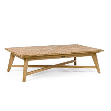 Masa de cafea pentru gradina / terasa din lemn de tec, Coachella Rectangular Natural, L120xl70xH33 cm