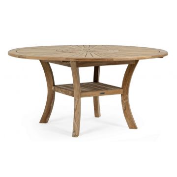 Masa de gradina / terasa din lemn de tec, Marylandis Round Natural, Ø155xH76 cm