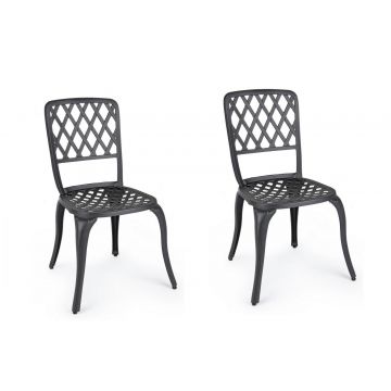 Set 2 scaune de gradina / terasa din metal Faenza Gri Inchis, l44xA46xH89 cm