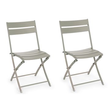Set 2 scaune pliabile de gradina / terasa din metal Mistral Grej, l44,5xA52xH82,5 cm