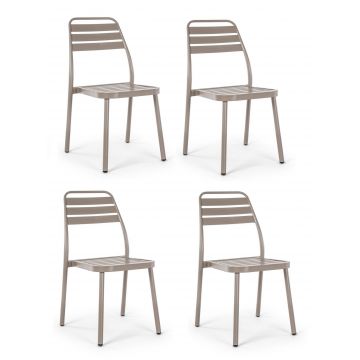 Set 4 scaune de gradina / terasa din metal Lennie Grej, l50xA59xH88,5 cm