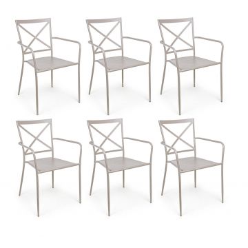 Set 6 scaune de gradina / terasa din metal Avia Gri Deschis, l55xA56xH84 cm