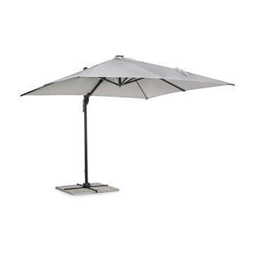 Umbrela de soare suspendata, cu LED solar inclus, Ines Gri Deschis, L300xl300xH265 cm