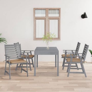 vidaXL Scaune de exterior cu perne, 4 buc., lemn masiv acacia
