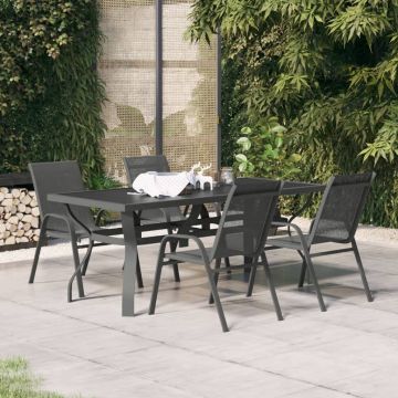 vidaXL Set de servit masa pentru grădină, 5 piese, gri și negru
