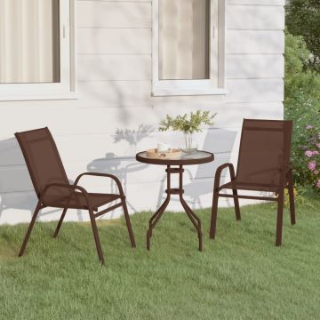 vidaXL Set mobilier bistro de grădină, 3 piese, maro