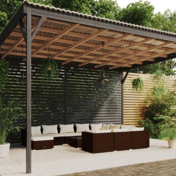 vidaXL Set mobilier de grădină cu perne, 12 piese, maro, poliratan