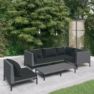 vidaXL Set de mobilier de grădină & perne 6 piese gri închis poliratan
