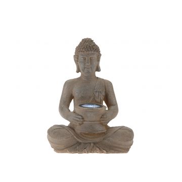 Lampa solara de gradina Buddha, 21x14x28 cm, Argintiu