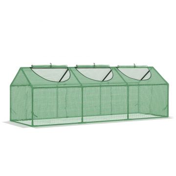 Mini sera gradina pentru plante, legume, fructe cu 3 ferestre tip rulou si protectie PE Anti-UV, verde 180x60x60cm Outsunny | Aosom RO