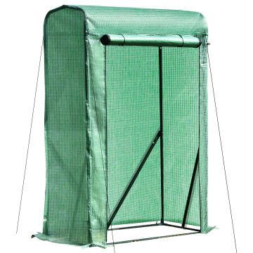 Sera de gradina cu folie din PE, pentru plante, legume, fructe cadru din otel si usa tip rulou 100x50x150cm Verde Outsunny | Aosom RO