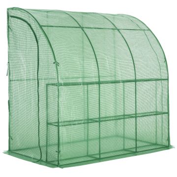 Outsunny Sera gradina de Perete cu 2 Rafturi pentru Plante, legume, fructe, gradinarit 214x120x215cm, Verde | Aosom Ro