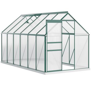 Outsunny Sera din aluminiu pentru plante cu ventilatie, sera pentru legume, fructe, ierburi 190 x 375cm, Verde | Aosom Ro