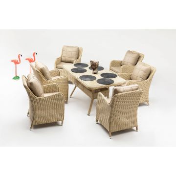 Set mobilier gradina / terasa Cosmo 8 Cappucino, masa + 8 fotolii, L200xl100xH80 cm