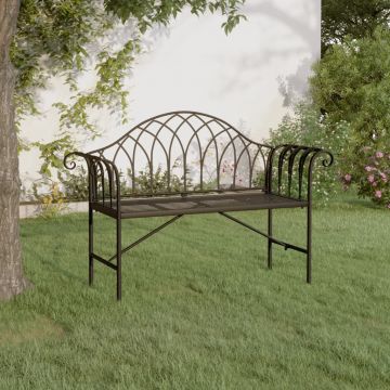 vidaXL Bancă de grădină cu 2 locuri, negru, 128 cm, oțel